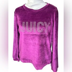 Juicy Couture Purple Velour Crew Neck Sweatshirt Womens Size XL Rhinestones Y2K